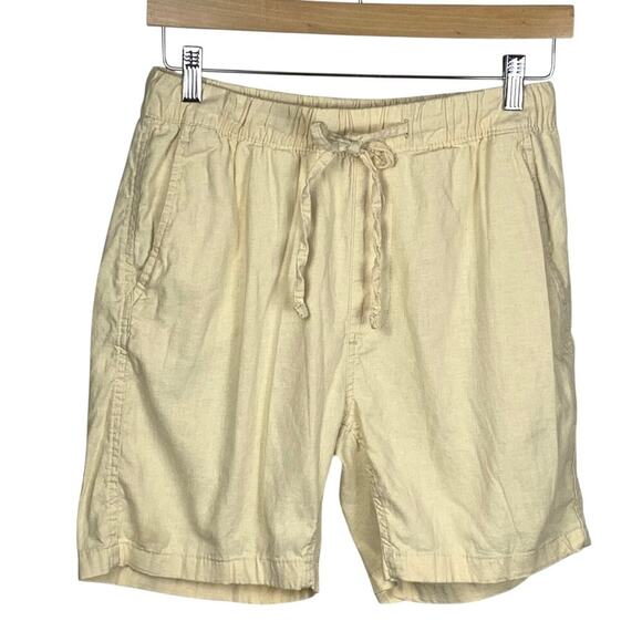 ONIA Cream Linen Cotton High Rise Drawstring Shorts Womens S - Picture 1 of 6